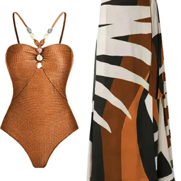 Twee stukken bikini strand badmode 2024 vrouwen sexy trekkoord bodysuit met lange rok zomer vrouwelijke baden zwemmen biquini set