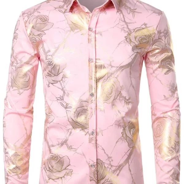 2024 Heren Overhemd Met Bloemen Lange Mouwen Heren Casual All-Match Mode Straat Heren Overhemd Revers Single-breasted Lange Mouw Top