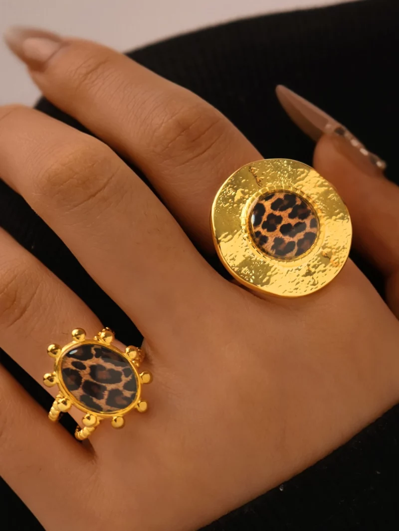 Minimalistische 18K PVD vergulde 304 roestvrijstalen ringen dikke sieraden hoge kwaliteit charme stijlvolle Boho Leopard gouden sieraden - Image 4