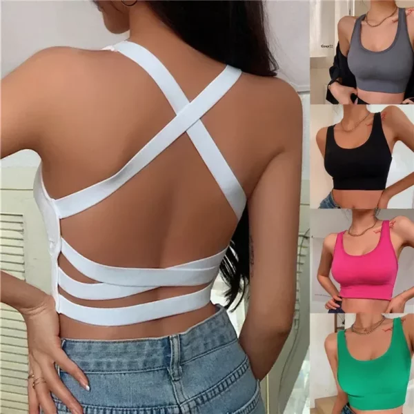 Sexy Vrouwen Vest Crop Top Mouwloze Vesten Strand Vrouwen Sport Vest Tops Hemdje Party Backless Bretels Bandjes Onderjurk