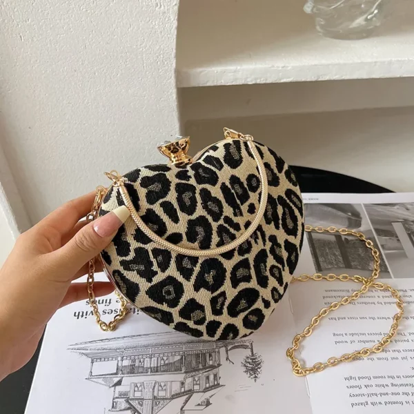 Fashion Print Vrouwen Schoudertas Kettingen Vrouwelijke Crossbody Tas Kleine Kiss Lock Dames Handtas En Portemonnee Luipaard Print Telefoon Tas