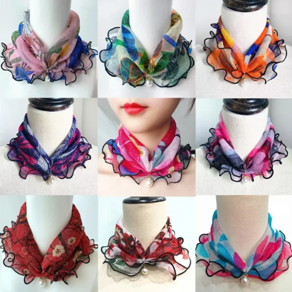 Nep parel hanger organza halskraag chiffon sjaals print glanzende verscheidenheid lus sjaal nieuwe bandana hoofdband kledingaccessoires