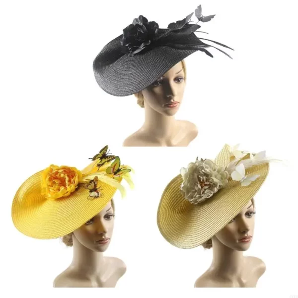 39bb vlinderbloemen hoed bruiloft bowler-hat vrouwen fascinator pilbox hoeden