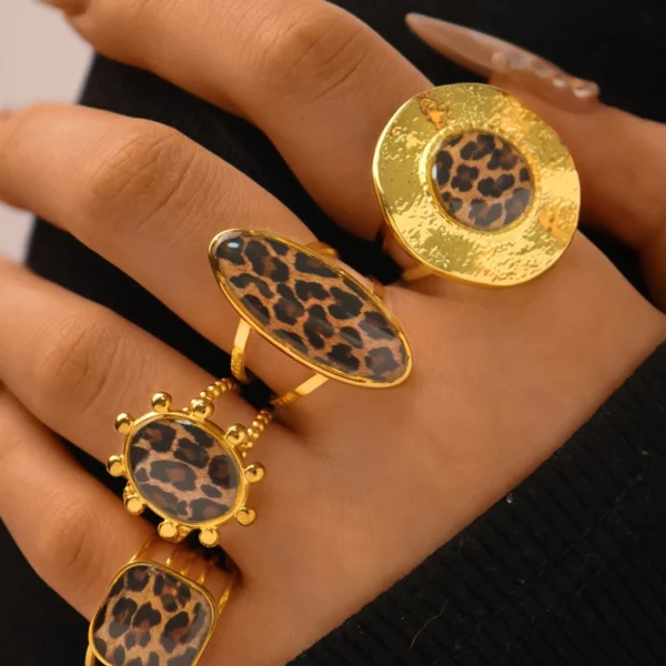 Minimalistische 18K PVD vergulde 304 roestvrijstalen ringen dikke sieraden hoge kwaliteit charme stijlvolle Boho Leopard gouden sieraden
