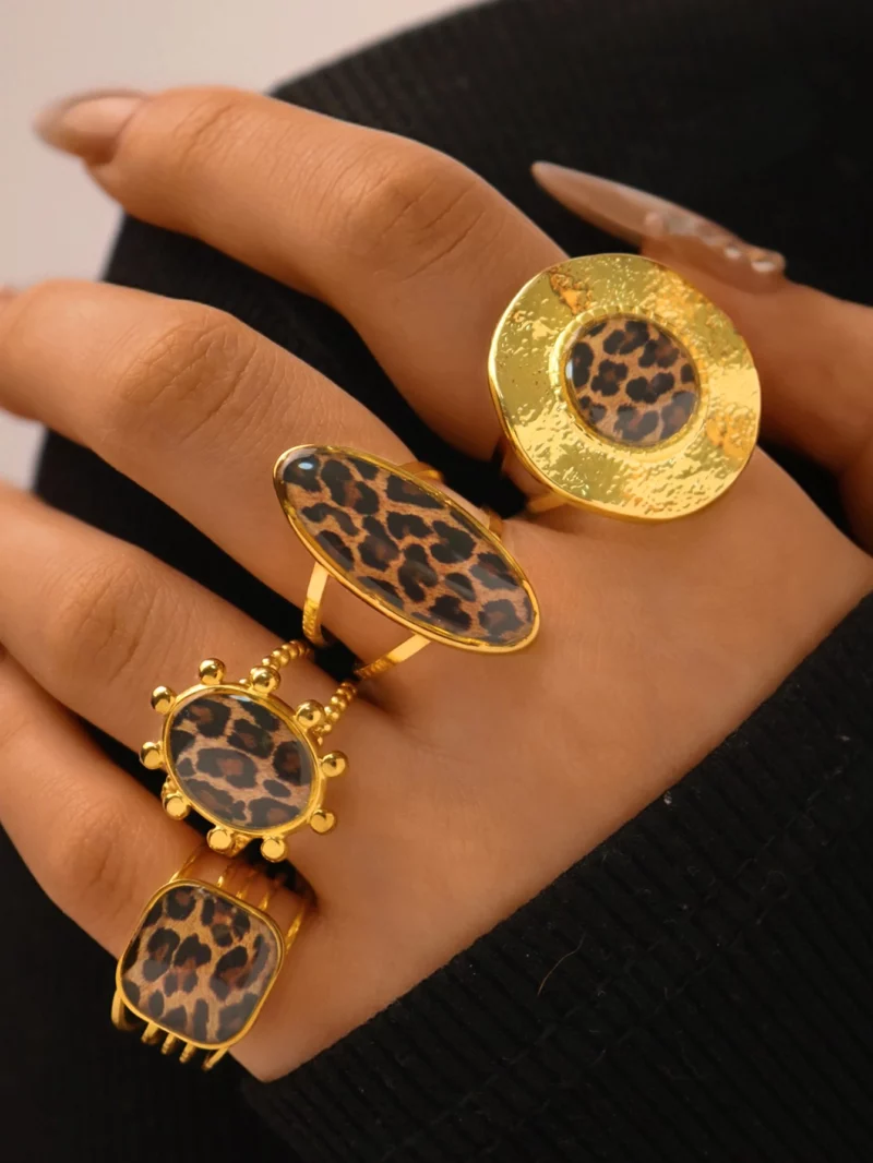 Minimalistische 18K PVD vergulde 304 roestvrijstalen ringen dikke sieraden hoge kwaliteit charme stijlvolle Boho Leopard gouden sieraden
