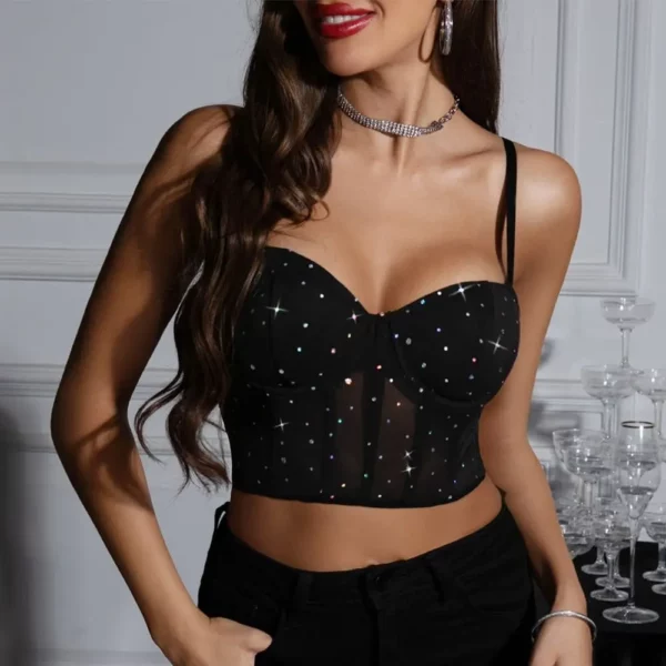 Cool Black Mesh Crop Top Hol Mouwloos Sexy Tank Top Vest Hemdje Dames Korte T-shirt Party