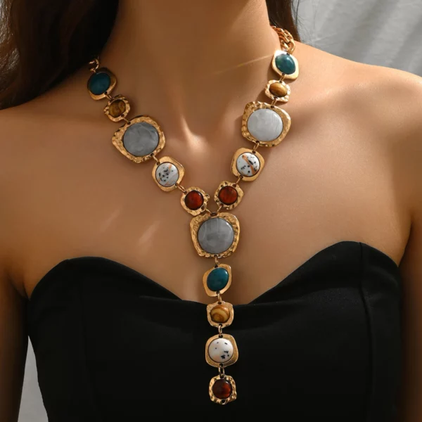 Vintage overdreven Y-vormige lange ketting voor vrouwen Stijlvolle dikke geometrische hanger kettingen Boho mode-sieraden accessoires