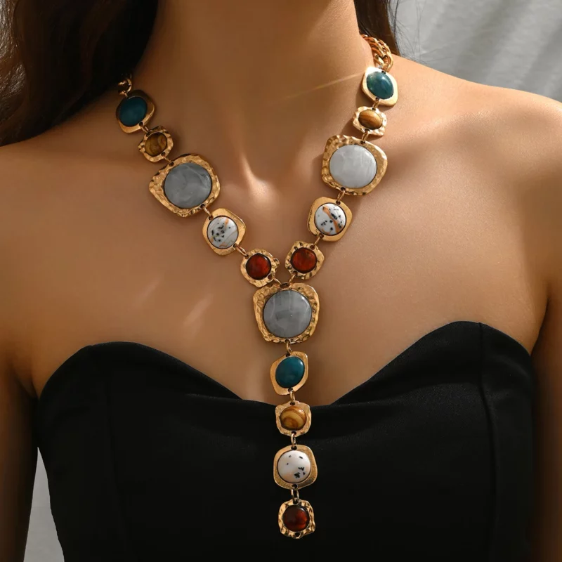Vintage overdreven Y-vormige lange ketting voor vrouwen Stijlvolle dikke geometrische hanger kettingen Boho mode-sieraden accessoires