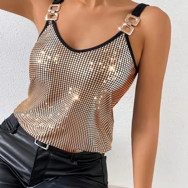 Dames mouwloze lovertjes nachtclub tanktop, tanks en camis, dames sexy tanktop, witte tops voor dames, jaren 2000 kleding Y2k voor dames