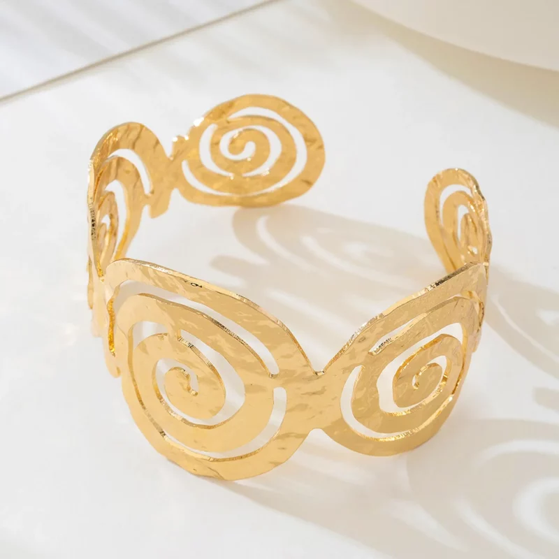 Overdreven Creatieve Metalen Spiraal Zonnebloem Open Ring Armband Set Voor Vrouwen Meisjes Party Gift Mode-sieraden AS021 - Image 3