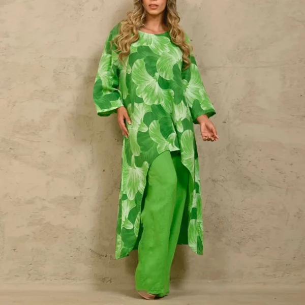 Zomer Nieuwe Damessets Mode Casual Losse Grote Bedrukte Onregelmatige Tweedelige Topsets Dames Outifits