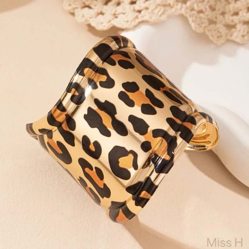 Luipaardprint Manchet Bangles Armband voor Vrouwen Grote Brede Vintage Eenvoudige Boheemse Mode Meisje Stijl Sieraden Cadeau - Image 4