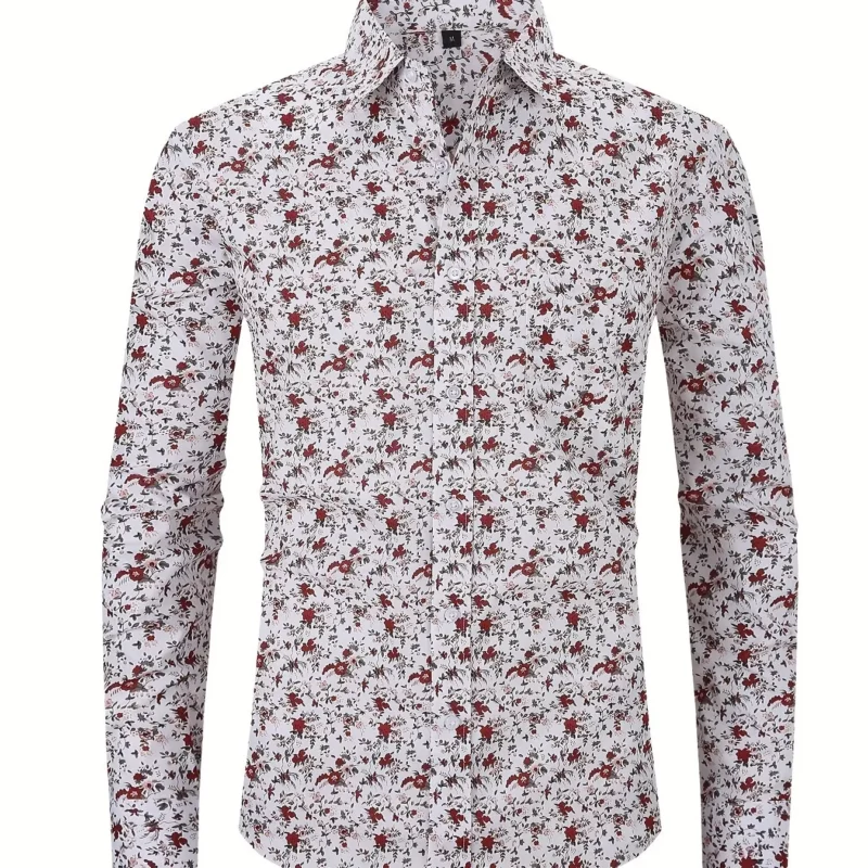 2024 Mode Trend Street Fashion Shirt 3d Bedrukt Bloemenklein Patroon Bedrukt Shirt Met Lange Mouwen Revers Shirt Casual Herenkleding - Image 3
