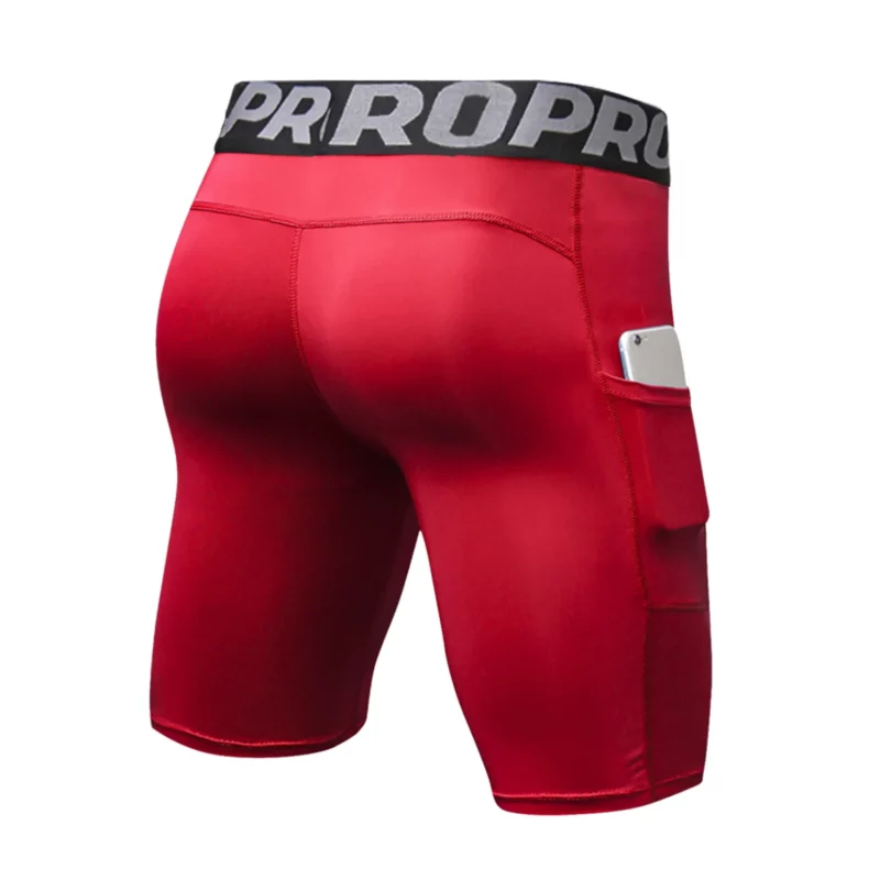 Compressieshorts Anti-schuren ondergoed voor heren Basislaag Sneldrogende hardloopshorts met zakken voor training en gymactiviteiten - Image 2