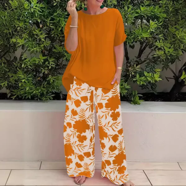 2024 Wijde Pijpen Broek Tweedelige Set Vrouwen Mode Korte Mouwen Shirt En Broek Sets Zomer Casual Losse 2 Delige Sets Vrouwen Outfit