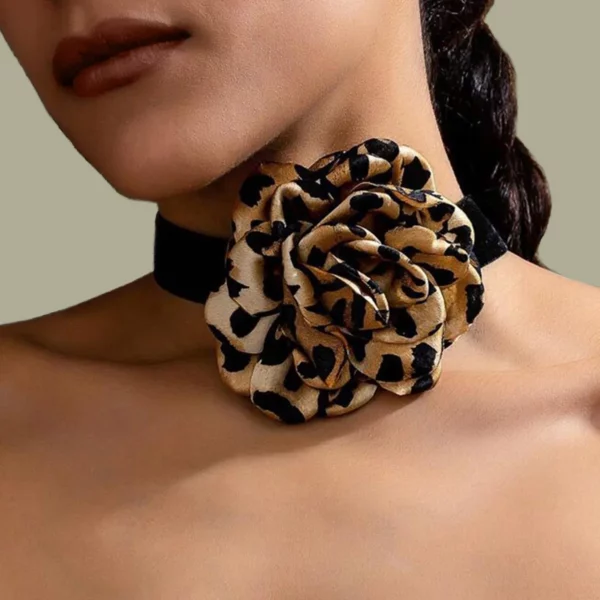 Vintage Persoonlijkheid Ketting Voor Vrouwen Meisjes Luipaard Print Bloem Kraag Sleutelbeen Keten Party Gift Vakantie Mode-sieraden DN002