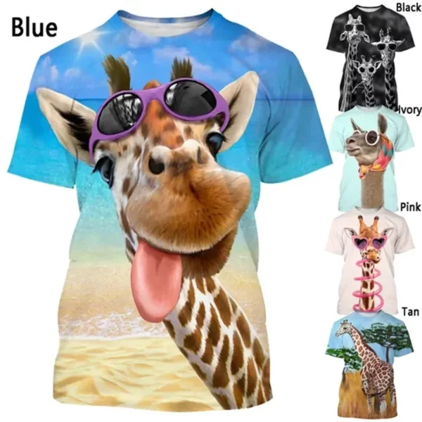 Grappige Afrika Giraffe Grafische T-shirt voor Mannen Kinderen Tee Shirts Leuke 3D Jirafa Gedrukt Tee Animal Cartoon Tops Cool Dameskleding