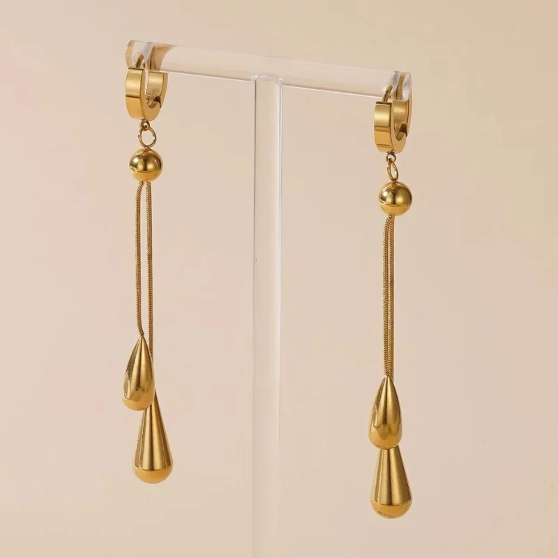 Daniël Protest Poker Turizm Roestvrij staal Geometrische Teardrop Kwastje Ketting Oorbellen voor Vrouwen Nieuwe Feestcadeau Goud Kleur Waterdichte Sieraden - Image 3