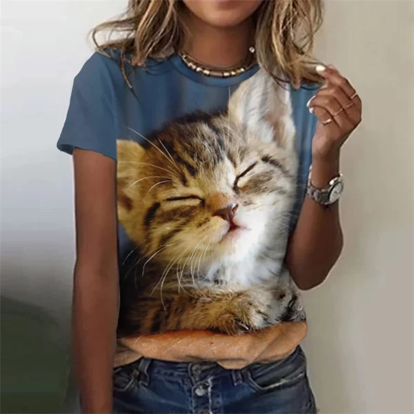 Kawaii Dierenkat Dames T-Shirt Harajuku Mode Korte Mouw T-Shirts Meisjes Street Leisure T-Shirt Nieuwe Aankomst Dameskleding