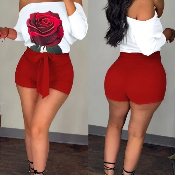 Jumpsuit Vrouwen 2024 Zomer Mode Rozenprint Met Schouderprint Casual Lange Mouwen Skinny Daily Boven Knie Romper