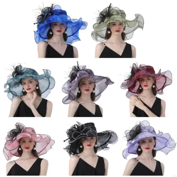 270D Elegante bowler hoed voor meisjes vrouwen fascinator vissershoed met grote boogknoop