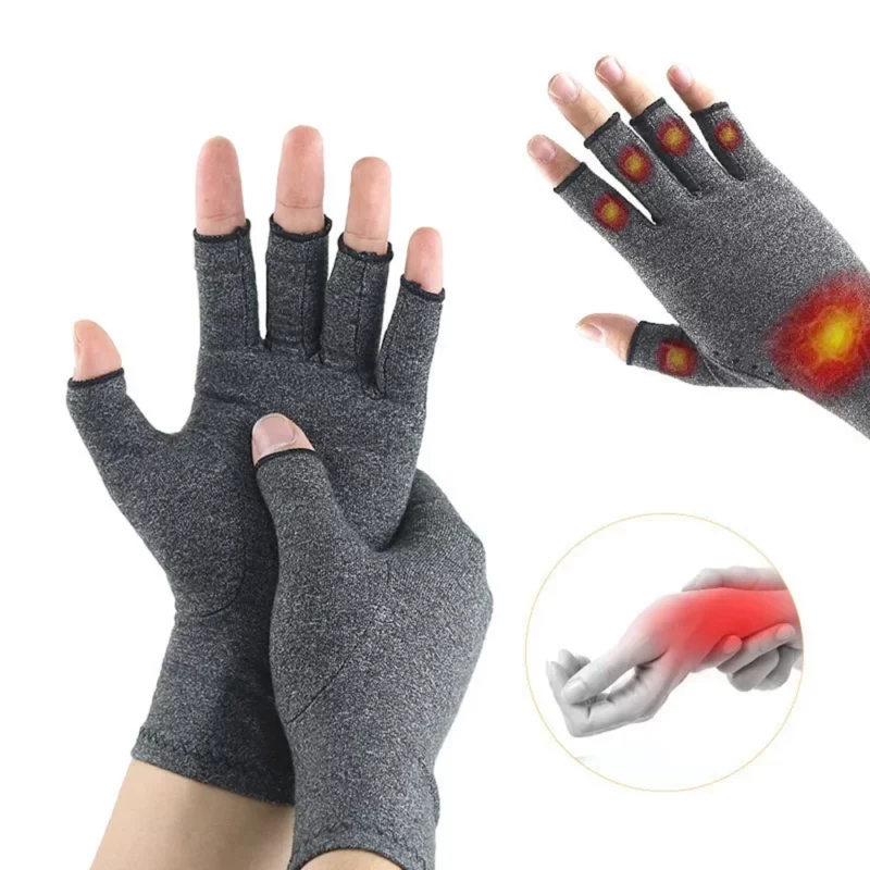 Compressie Artritis Handschoenen Polssteun Therapie Polsbandje Compressiehandschoenen met halve vingers Verlichting van gewrichtspijn Fietshandschoenen - Image 2