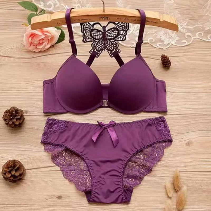 Lingerie Sexy Hot Vrouwen Voorkant Knop Vlinder Terug Bh Set Afneembare Dubbele Schouderband Mohamed бегаnica Turismo