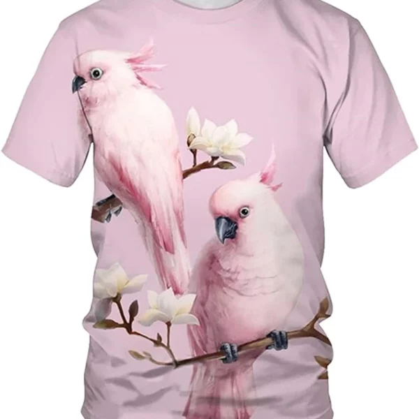 Retro Dier Papegaai Patroon 3d Gedrukt Heren T-shirt Zomer Mode Trend Creatieve Korte Mouwen Casual Unisecx Losse Kleding