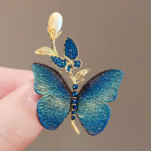 Prachtige geborduurde stof vlinderbroches voor vrouwen strass imitatie parel insect bruiloft kantoor feestaccessoires