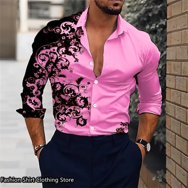 Hot 9-kleuren herenoverhemd klassiek shirt met lange mouwen losse stijl Hawaiiaans overhemd mode casual overhemd oversized maat 6xl