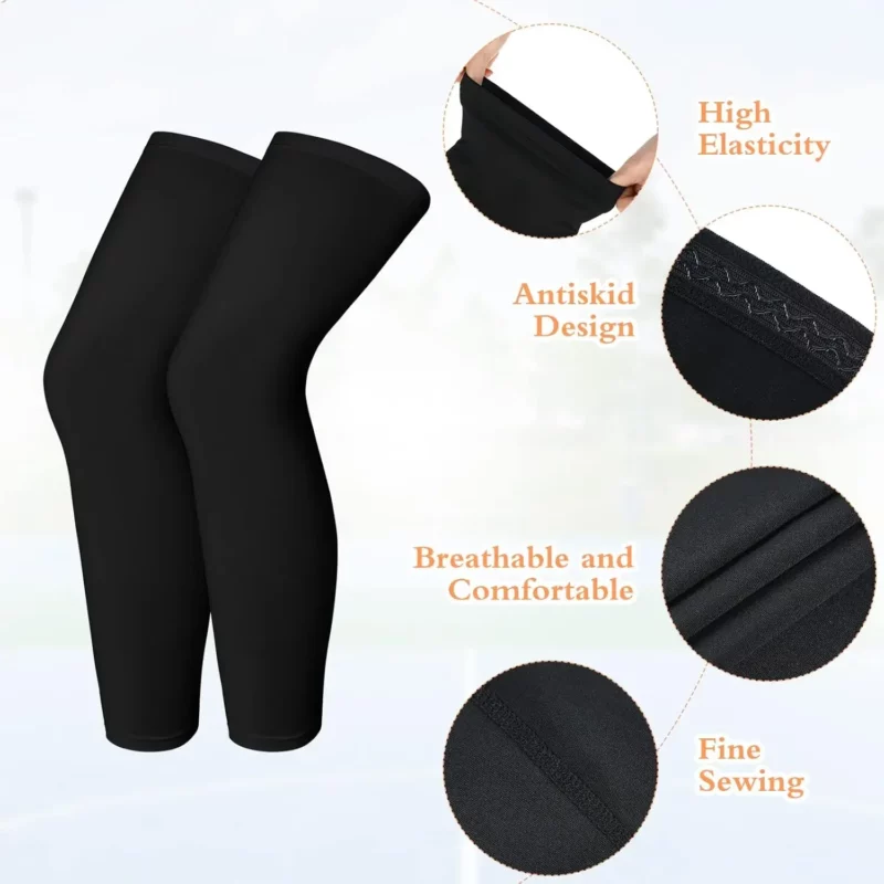 1 paar lange compressie beenmouwen voor kinderen, comfortabele antislip UV-bescherming brace-ondersteuning voor basketbal hardlopen fietsen - Image 2