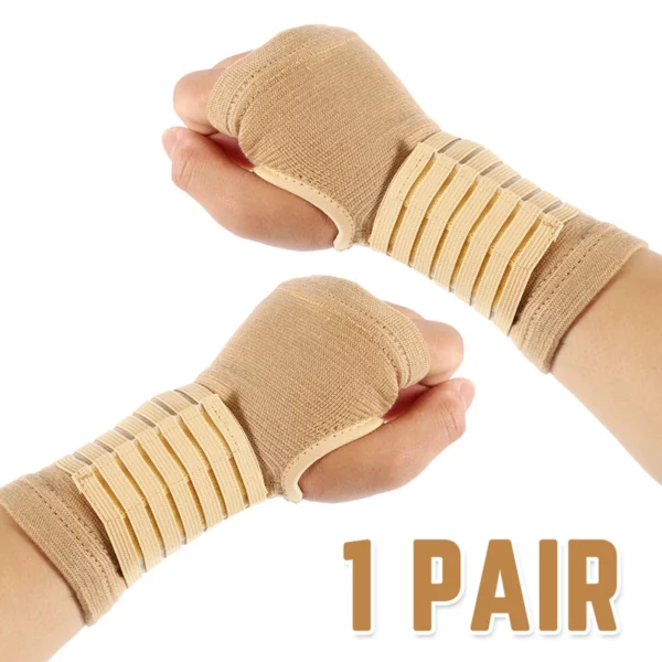 2 Stuks Pols Bandage Ondersteuning Pols En Hand Mouw Beige Hand Pols Handsteun Handschoenen Elastische Steun Riem Beschermende Kleding