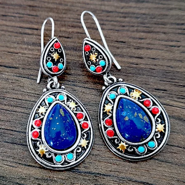 Prachtige Zilveren Kleur Water Druppel Oorbellen Ingelegd Natuursteen Bengelen Oorbellen Voor Vrouwen Bruids Verloving Bruiloft Sieraden Geschenken