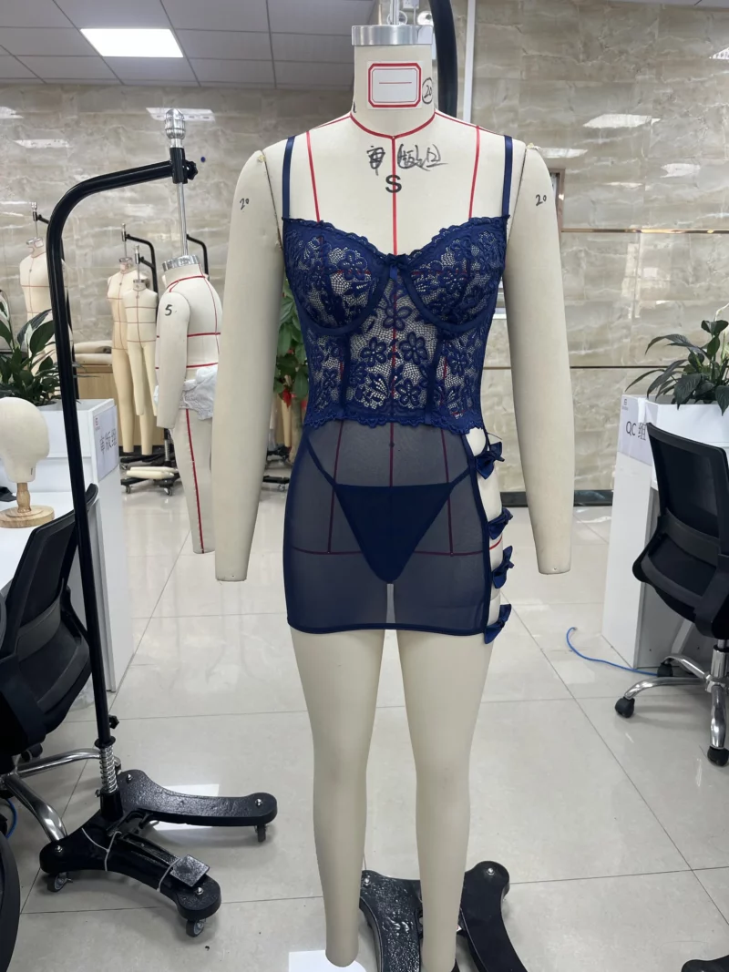Dames Sexy Lingerie Vrouwen Mesh Babedoll Jurk Met Beugel Push Up Bh Kant Chemise Ruche Zoom Nachtkleding Sexy Lingerie Set - Image 2