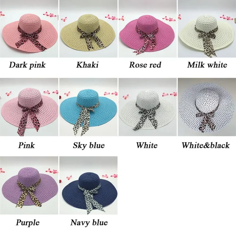 Lady Straw Hat Summer Women Anti-UV Women Beach Hat Wide Brim Cap Sunshade Lady Straw Hat Fishing Outdoor Wide Brim Cap - Image 5