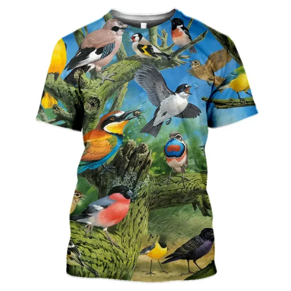Zomer Kleurrijke Dier Papegaai grafische t-shirts Mannen Mode Casual Vogels Patroon Grappige T-stukken Hip Hop harajuku O-hals Gedrukt Tops