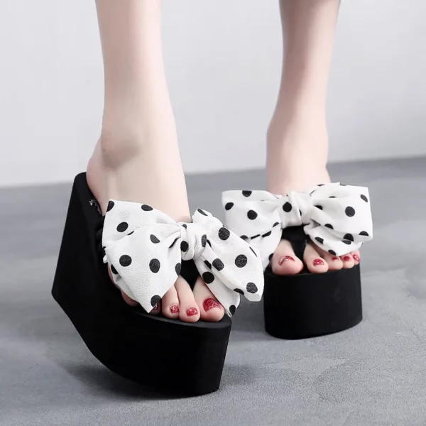 Vrouwen Zomer Strand Slippers Strik Wiggen Slippers Dames Fashion Slides Soft Eva Platform Schoenen Vrouwelijke Hoge Hak Sandalen