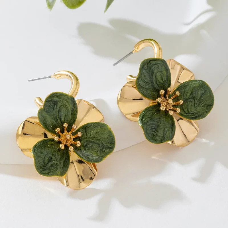 Trendy Sieraden Set Voor Vrouwen Meisjes Gekleurde Olie Drip Bloem Ketting Bloemen Oorbellen Holiday Party OL Gift Mode AS020 - Image 6
