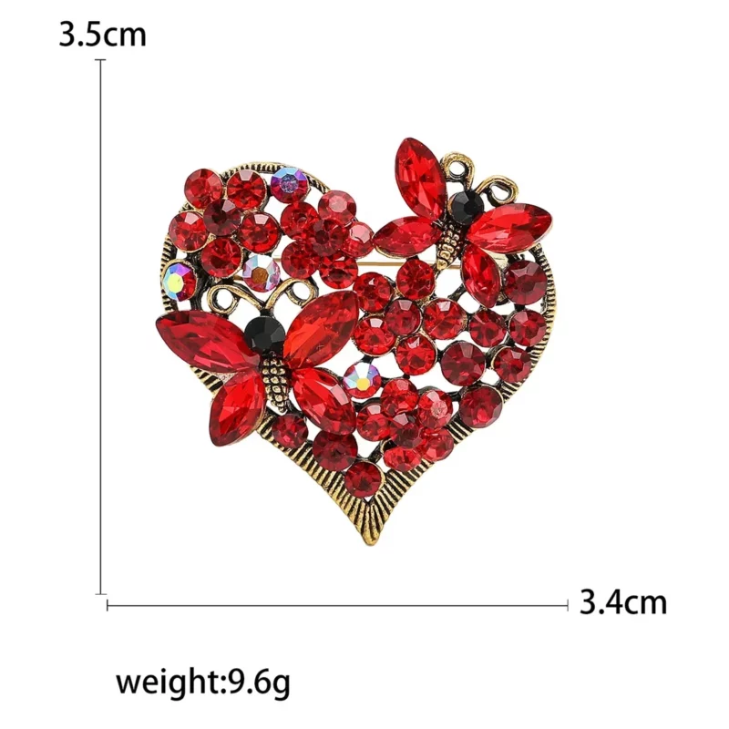 Prachtige Kristallen Zirkoon Romantische Hart Vlinder Broche voor Dameskleding Jurk Badge Pin Fashion Business Party Sieraden - Image 5