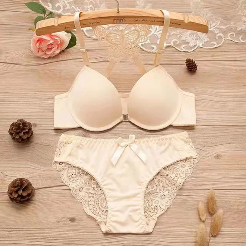Lingerie Sexy Hot Vrouwen Voorkant Knop Vlinder Terug Bh Set Afneembare Dubbele Schouderband Mohamed бегаnica Turismo - Image 2