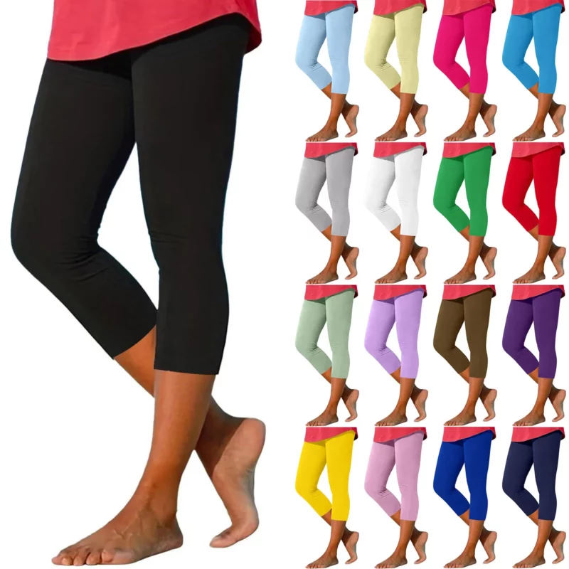 Damesmode Effen uitdaging Esperoôn Kleur Casual Skinny Yoga 7/10 Broek Comfortabel Materiaal Strakke cropped broek Effen kleur
